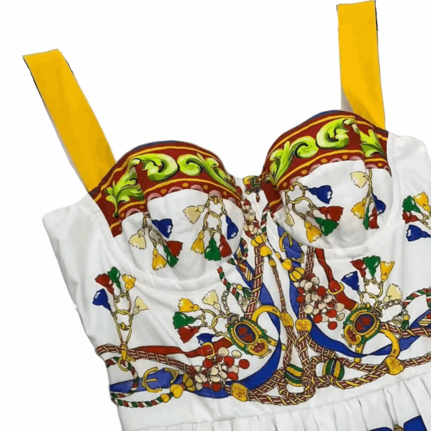 Sicilian Carnival White Cotton Midi Dress - Dress By Vicky
