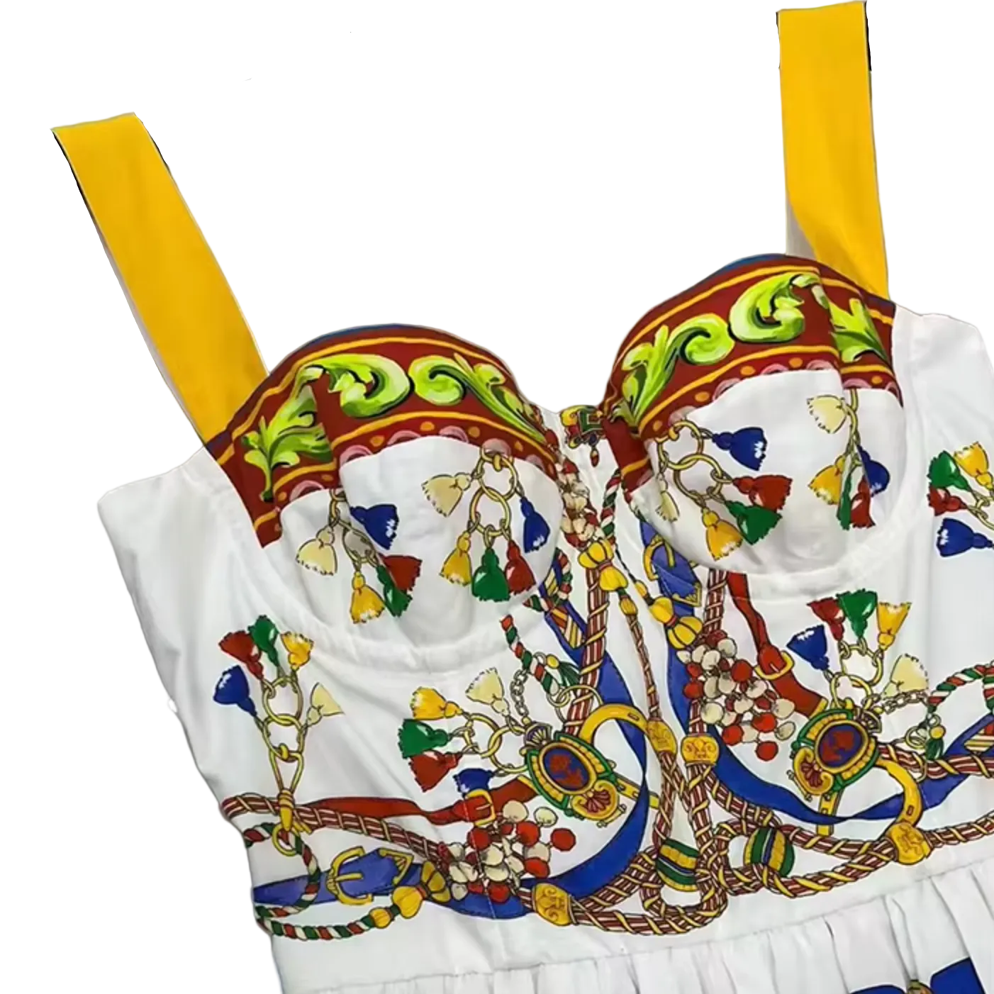 Sicilian Carnival White Cotton Midi Dress - Dress By Vicky