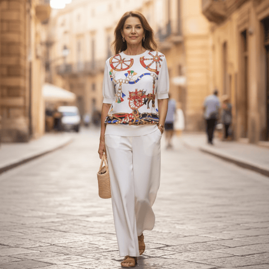 Sicilian Carnival White Silk & Wool Knitted Top - Dress By Vicky