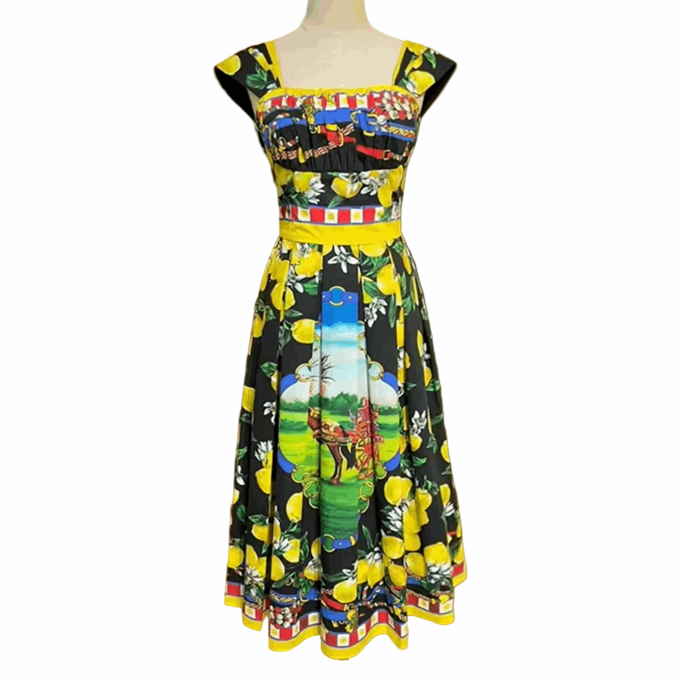 Sicilian Lemons Cotton Midi Dress - Dress By Vicky