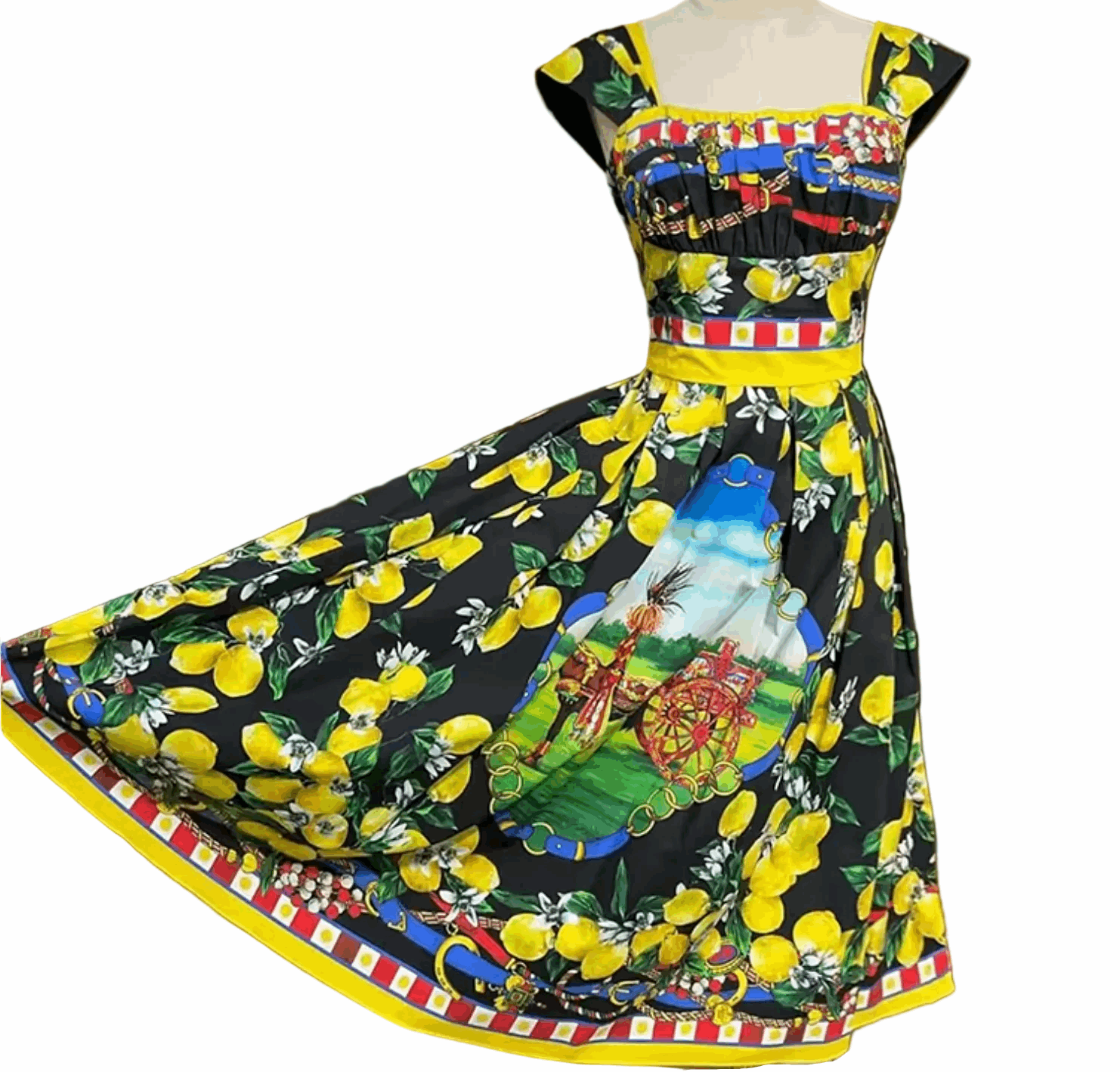 Sicilian Lemons Cotton Midi Dress - Dress By Vicky