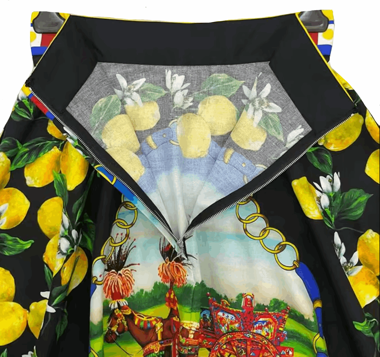 sicilian lemons cotton midi skirt for summer vacation in italy