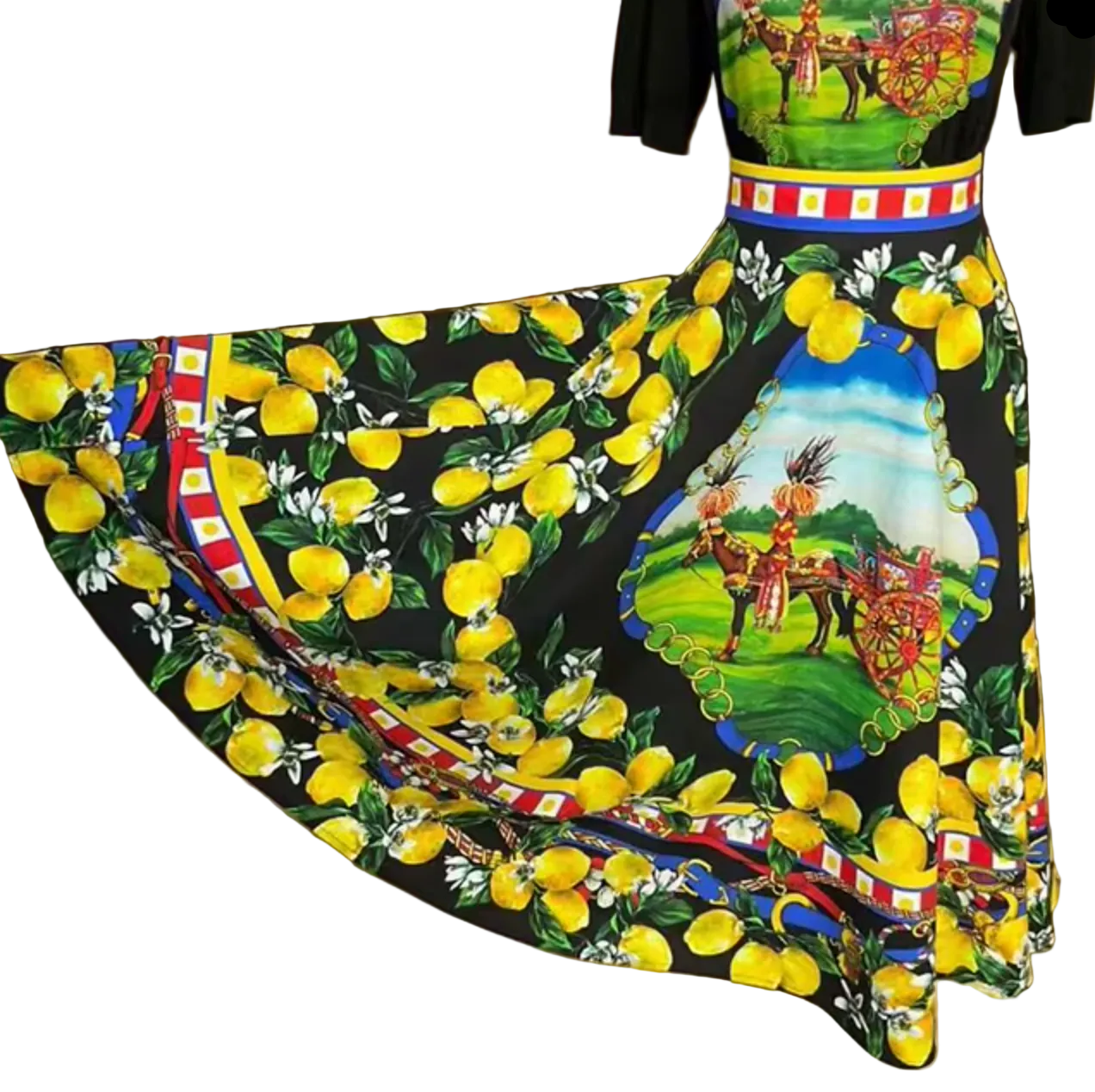 sicilian lemons cotton midi skirt for summer vacation in italy
