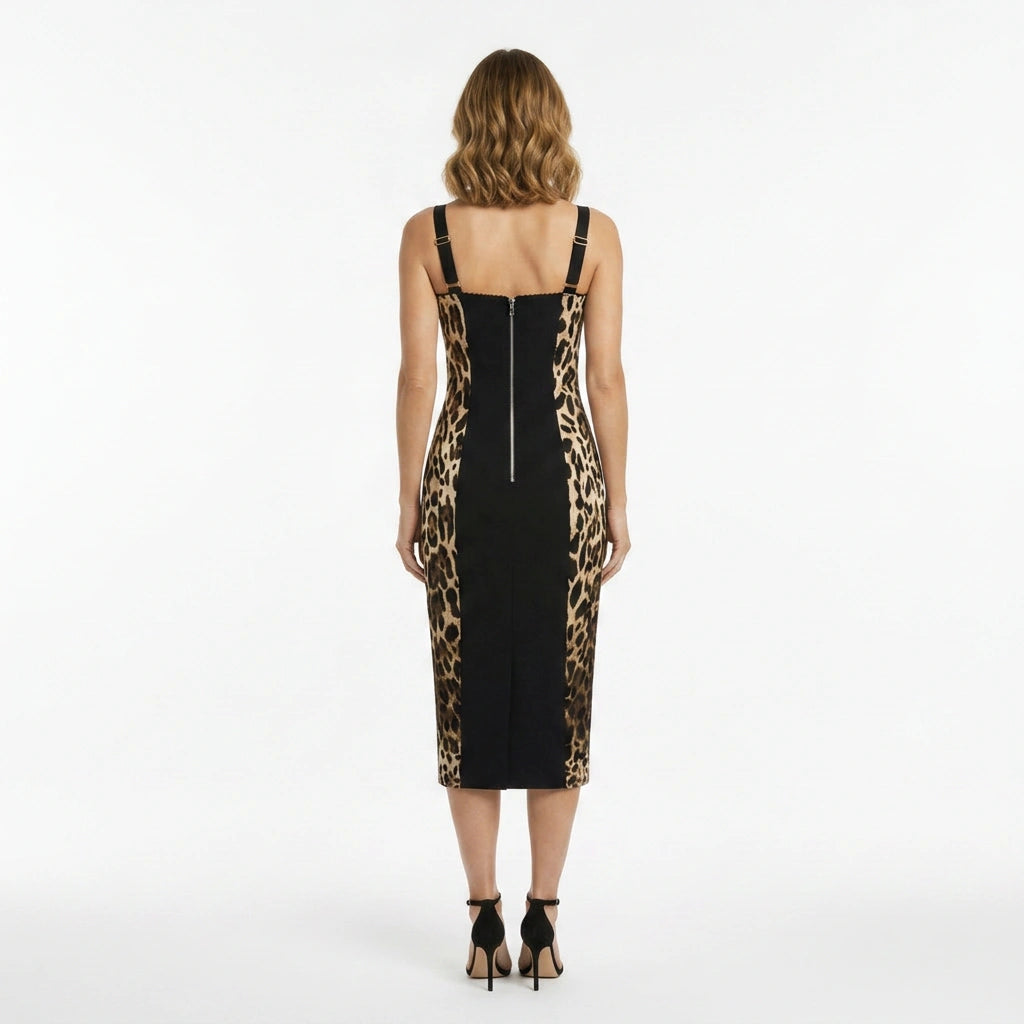 Silk Leopard Midi Lingerie Style Dress