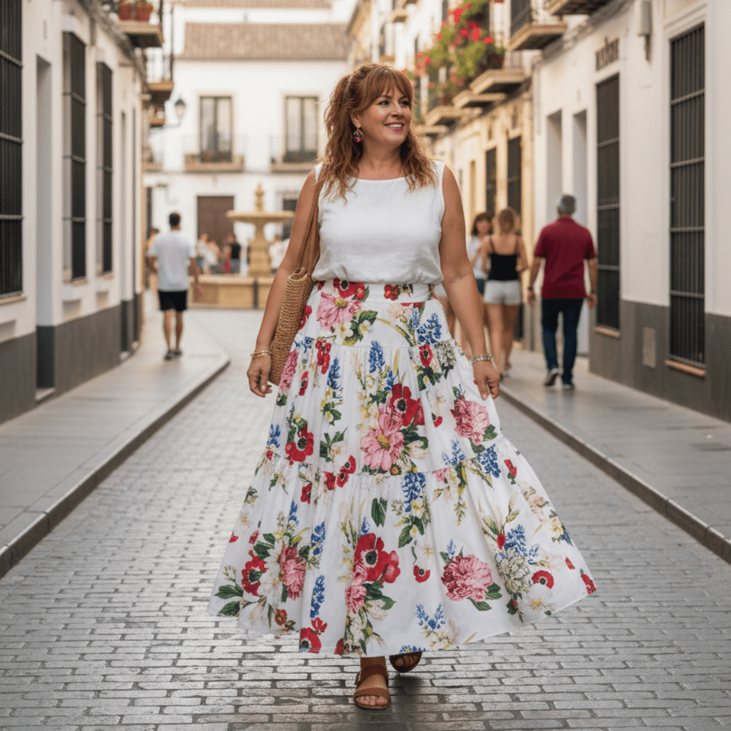 White Floral Cotton Maxi Skirt - Dress By Vicky