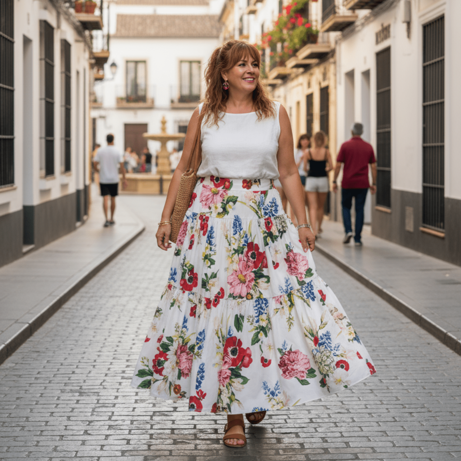 White Floral Cotton Maxi Skirt - Dress By Vicky