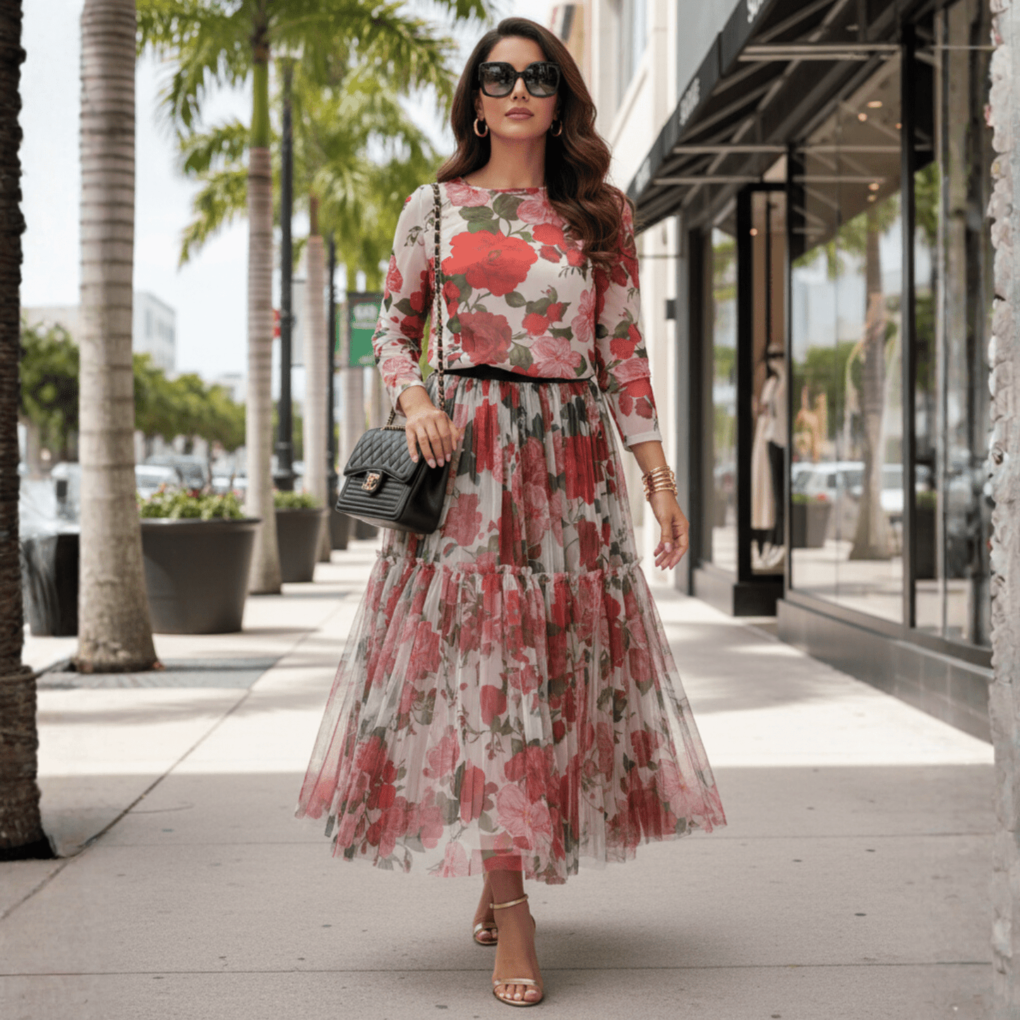 White Floral Mesh Skirt Set - Dress By Vicky