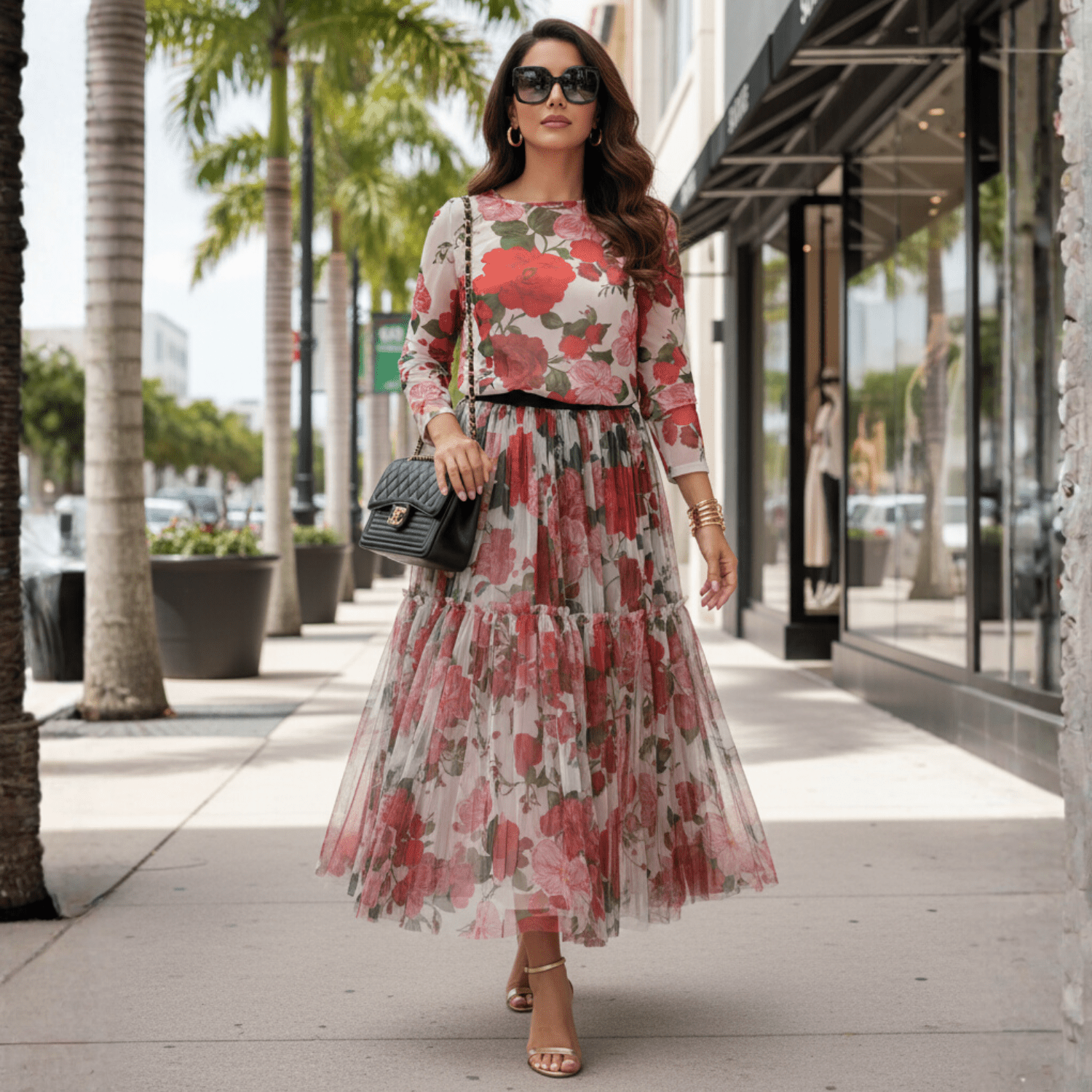 White Floral Mesh Skirt Set - Dress By Vicky