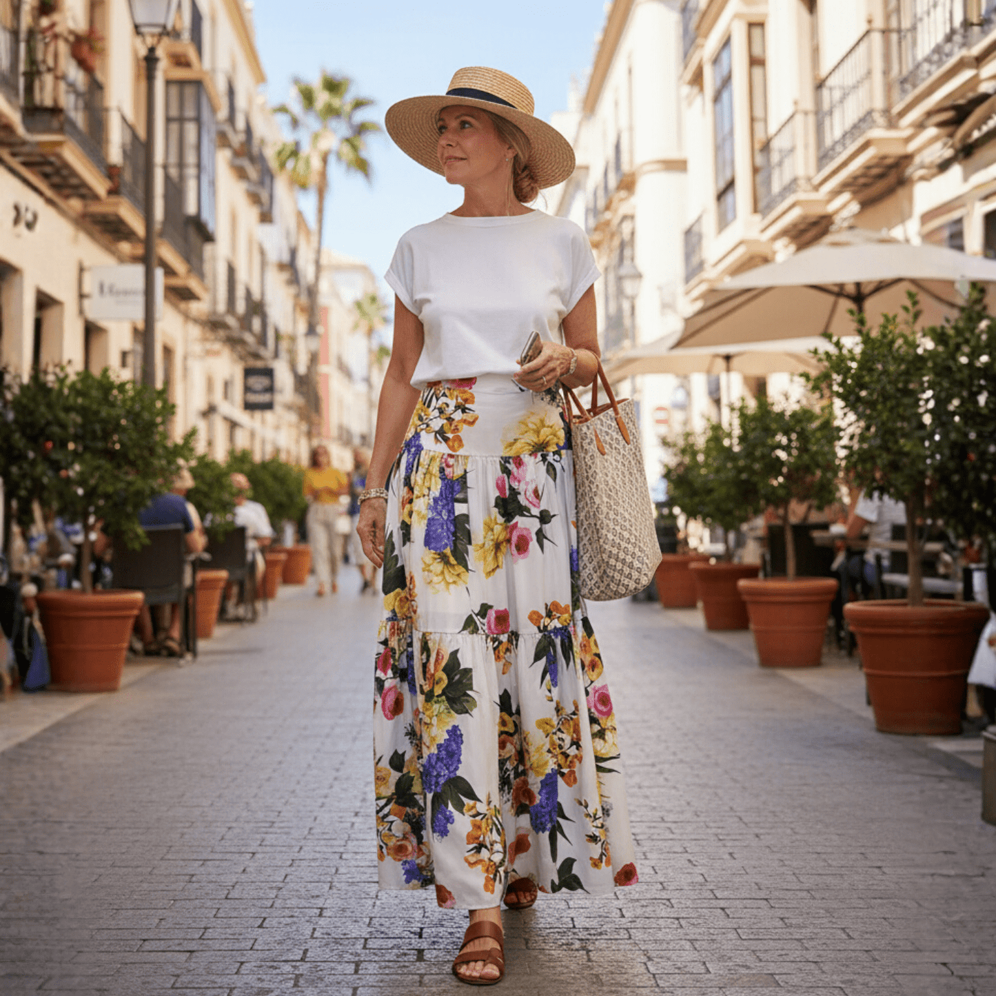 White multi floral print layered cotton maxi skirt - Dress By Vicky