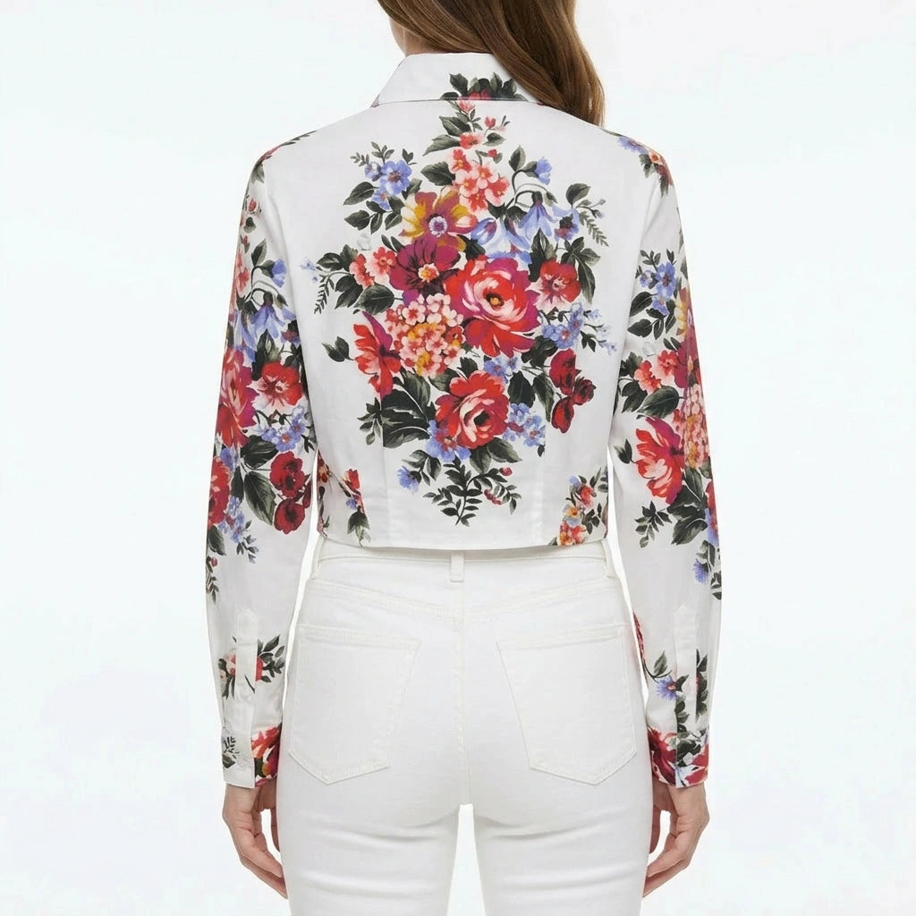 Floralia Italiana White Cotton Blouse