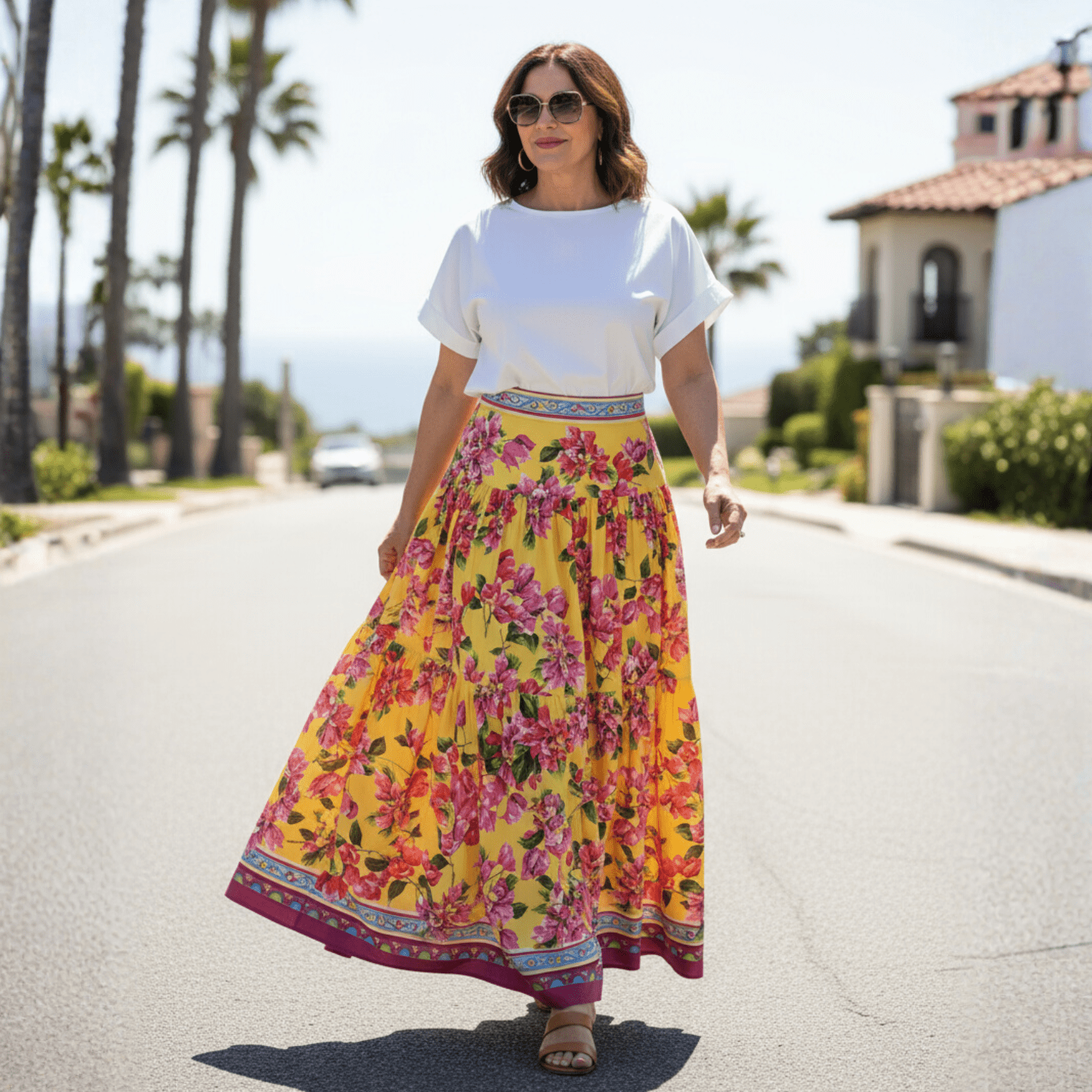 Yellow Floral Cotton Maxi Skirt - Dress By Vicky