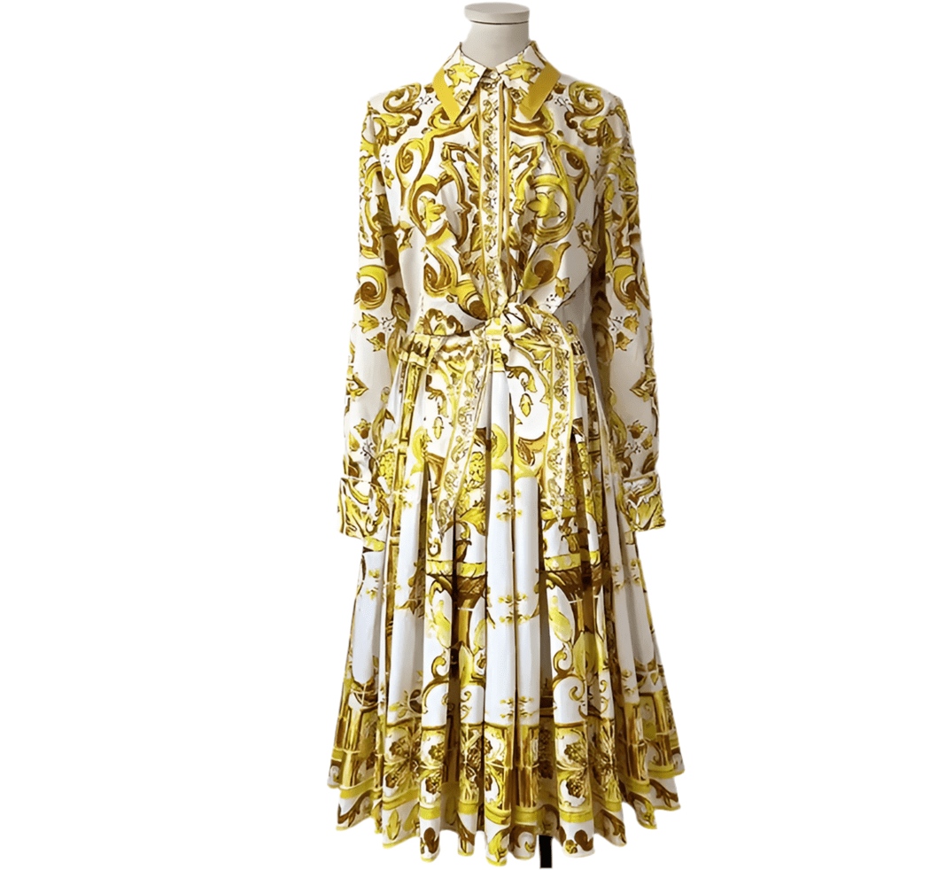 Yellow Majolica porcelain print 100% cotton mini skirt - Dress By Vicky