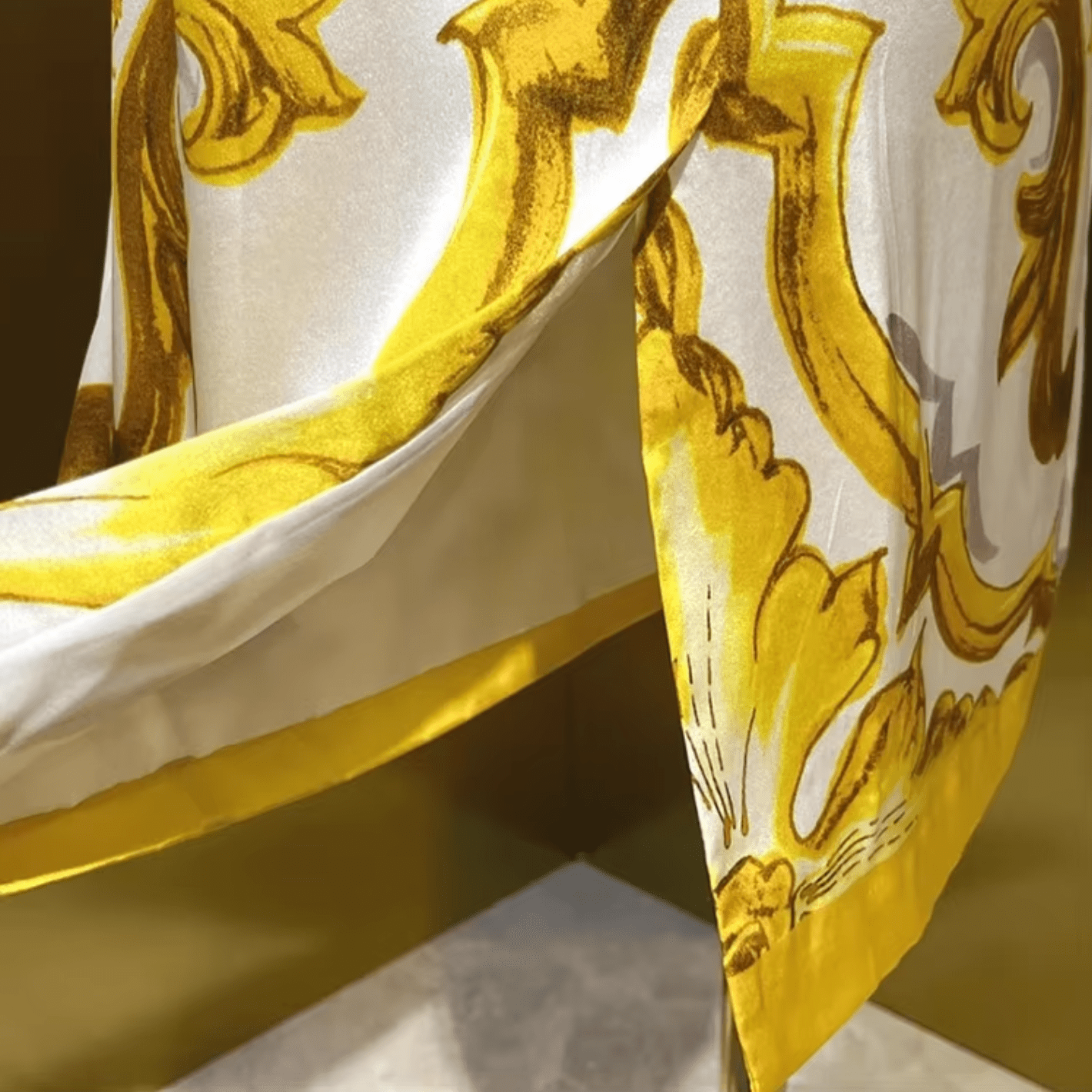 Yellow Majolica Porcelain print 100% silk midi dress - Dress By Vicky